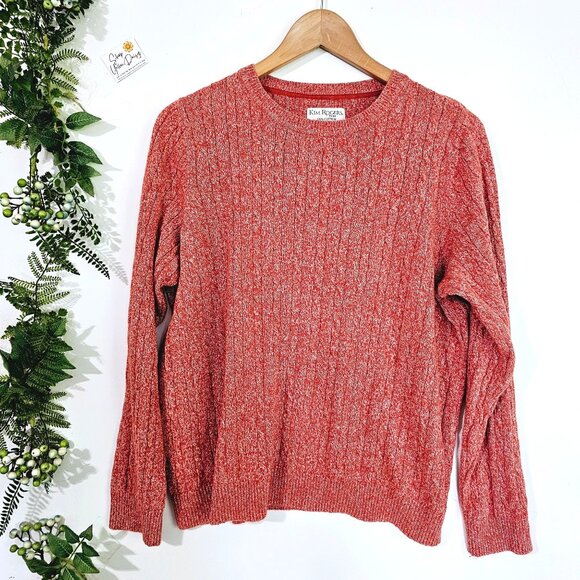 Kim Rogers Petite PXL Red Cable Knit Sweater 100% Cotton《877》J - Picture 1 of 4